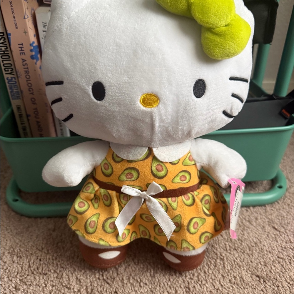 Hello Kitty Plush in Yellow Avocado Dress with Lime Bow